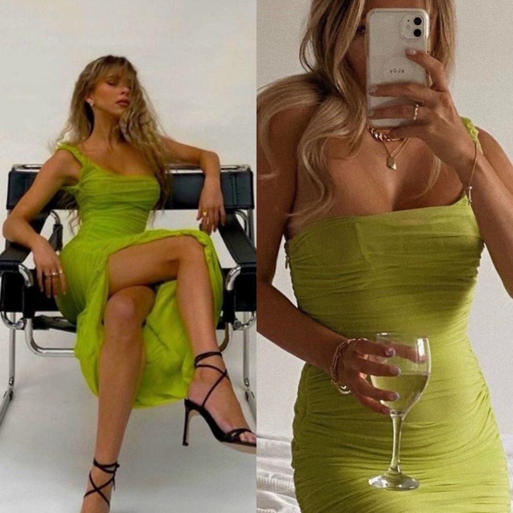 House of CB Lime Asymmetrical Dress